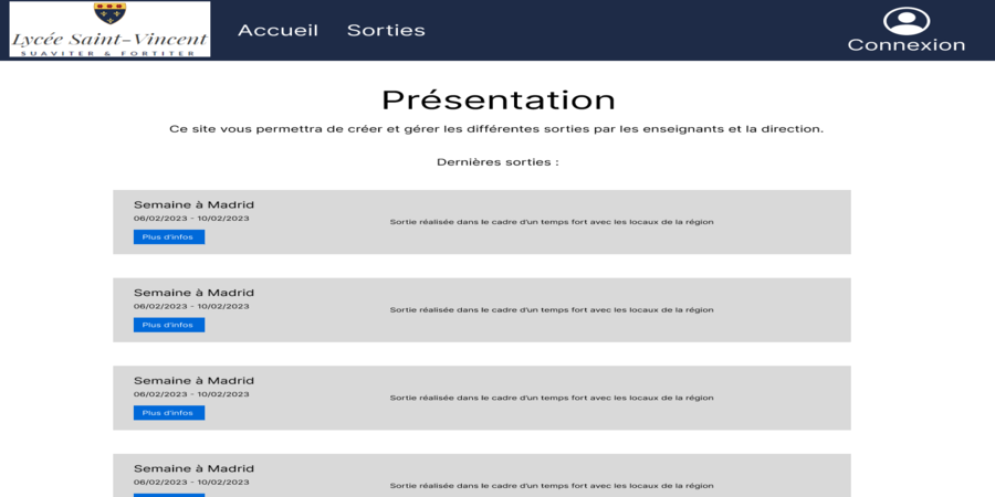 Page d'accueil - Gestion voyages