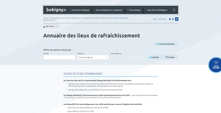 Annuaire des lieux de rafraichissement - Bobigny