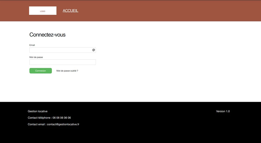 Page de connexion - Gestion des locations