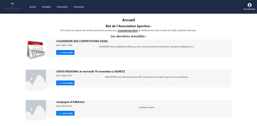 Page d'accueil - Gestion AS