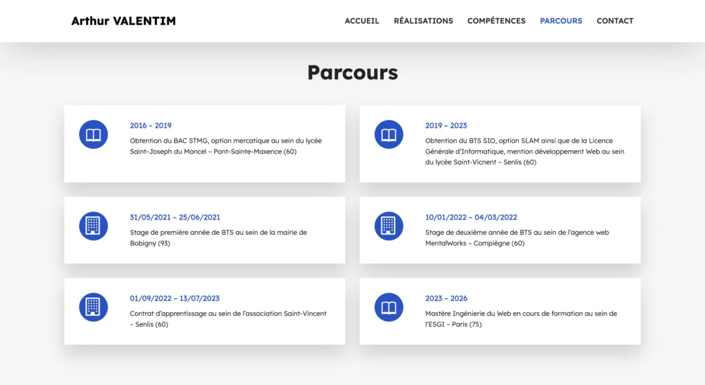 parcours portfolio wordpress