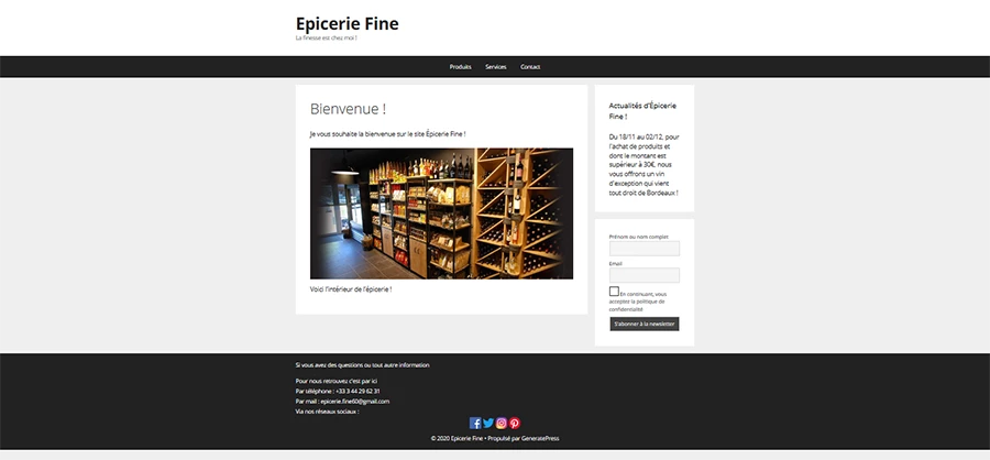 Page d'accueil - Épicerie Fine