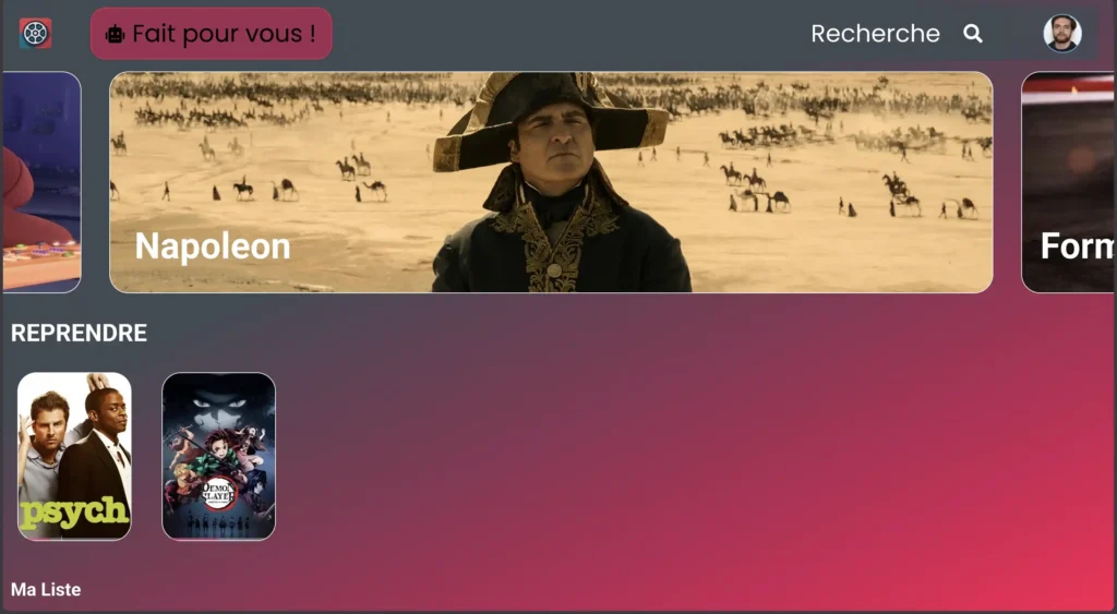 Page d'accueil de Pellicula