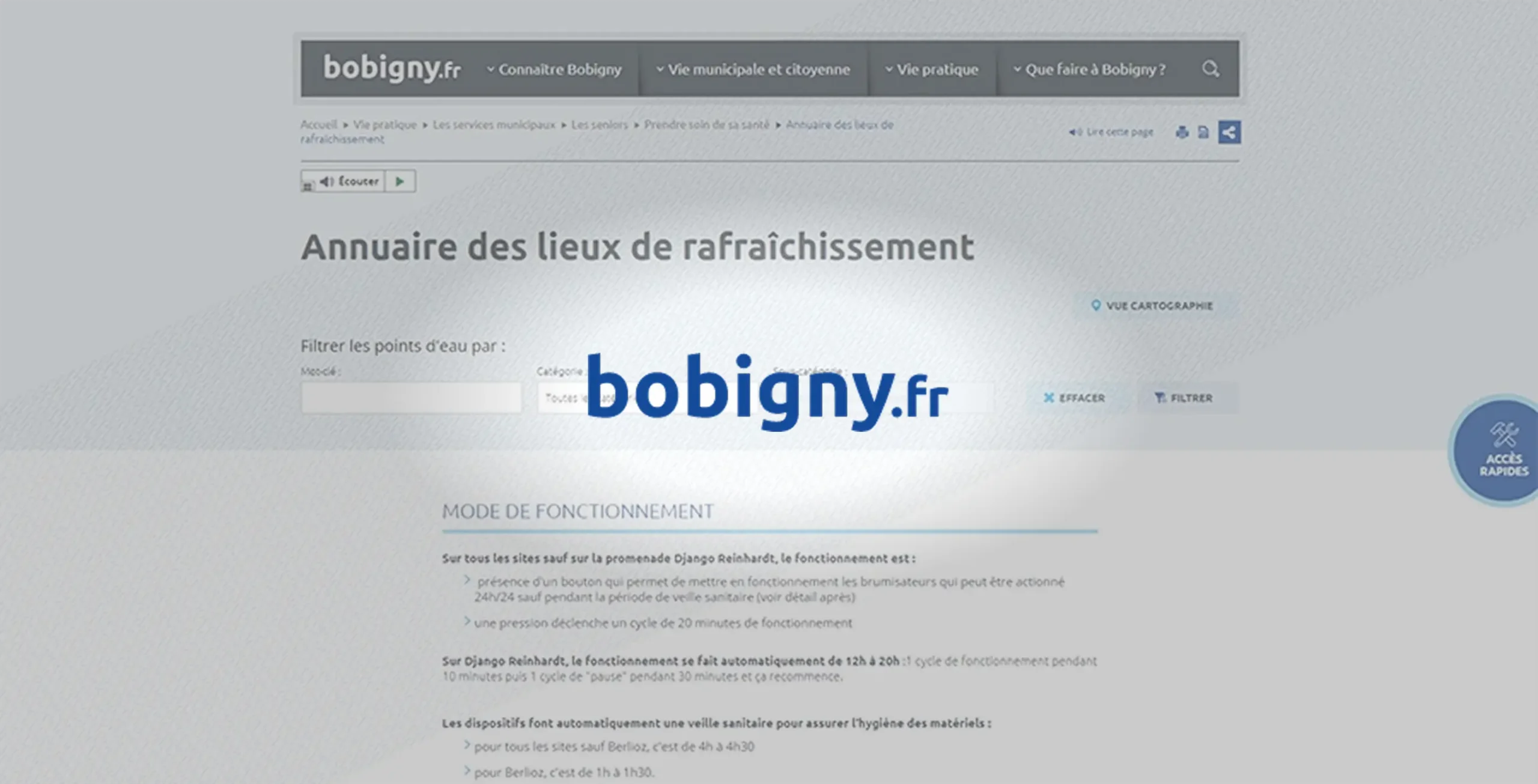 Accueil 13 Miniature de l'annuaire des lieux de rafraichissement - Bobigny